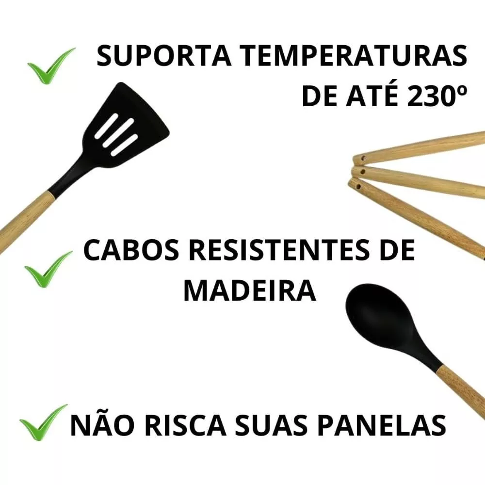Conjunto de Utensílios de Cozinha Completo 19 Peças | Preto