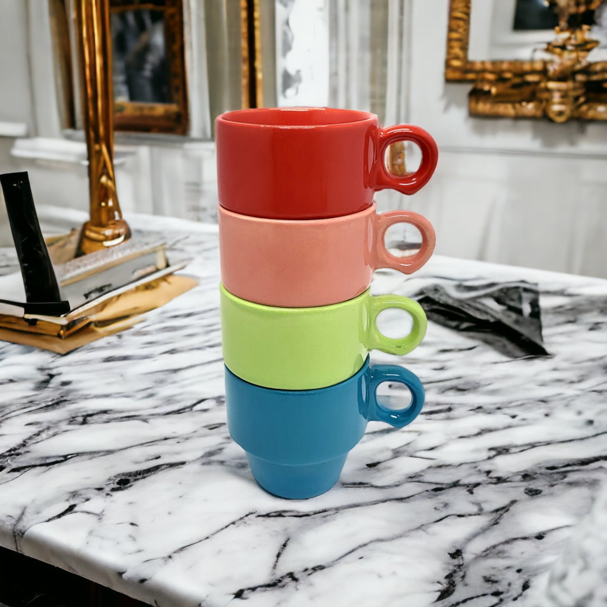 Conjunto 4 Xícaras Café Stacky Coloridas 90ml