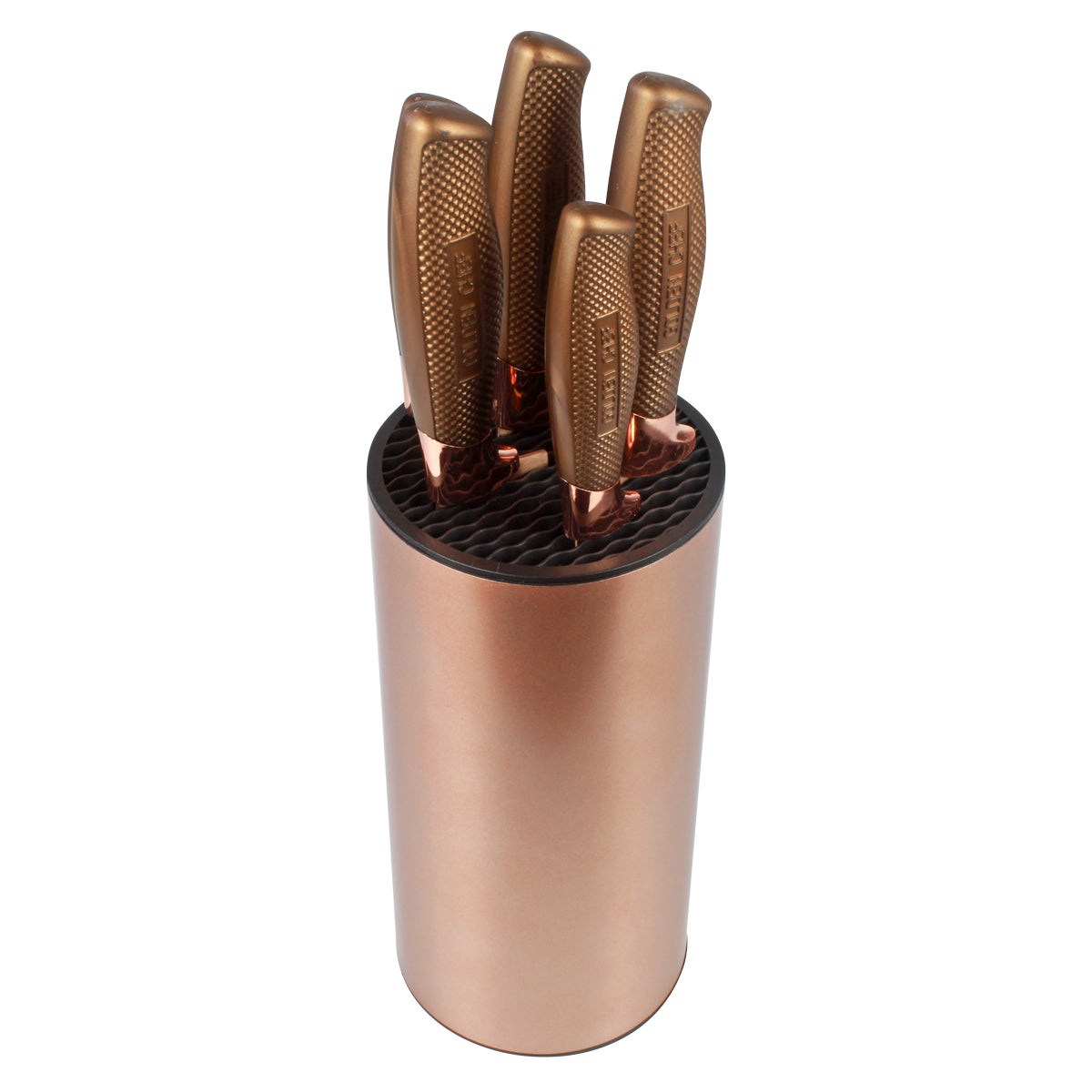 Conjunto de Facas com Cepo Golden Chef Rose Gold | Haüskraft