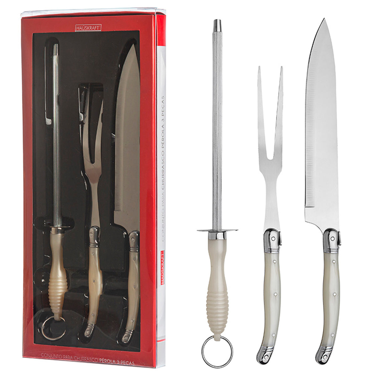 Conjunto para Churrasco com 3 peças Pérola Hauskraft