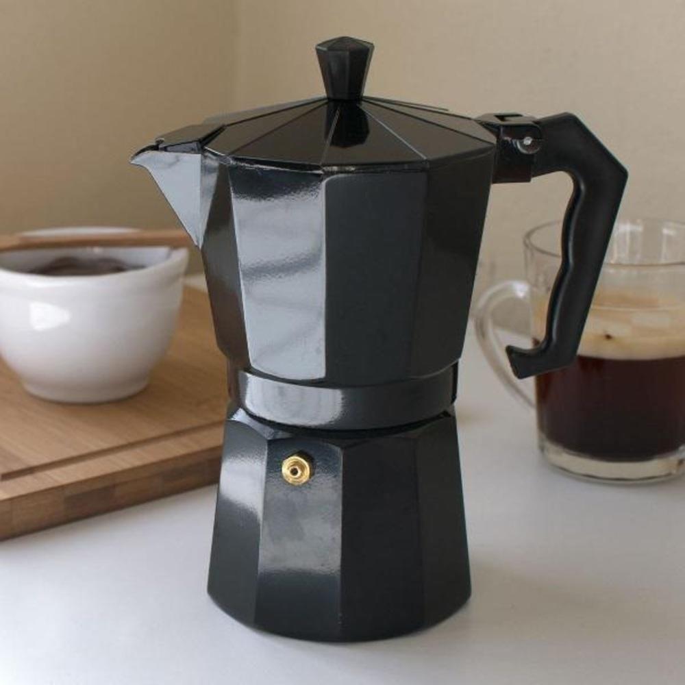 Cafeteira Italiana Moka Preta em Alumínio 12 Xícaras