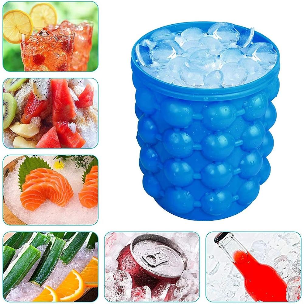 Forma e Mini Balde de Gelo Silicone 4 em 1 Multiuso