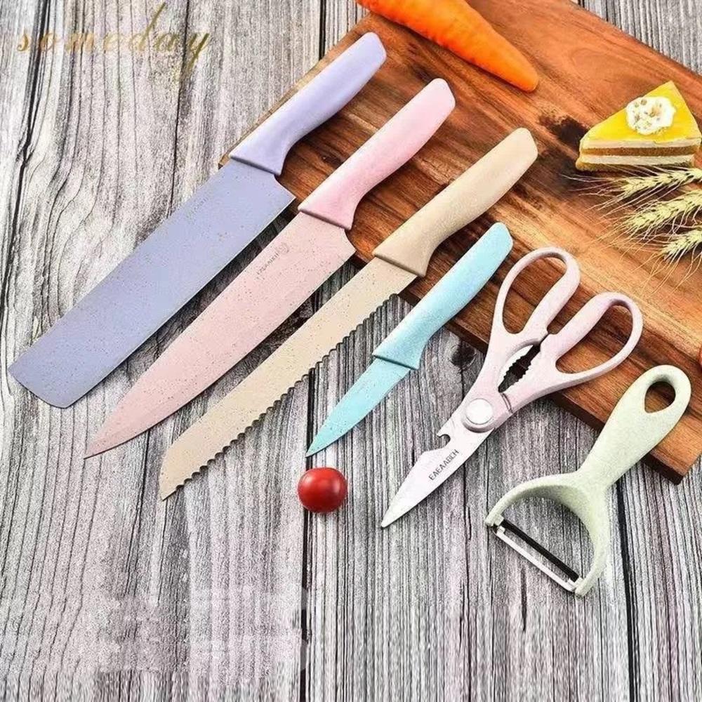 Kit Facas e Utensílios Gourmet Inox Coloridas 6 Peças