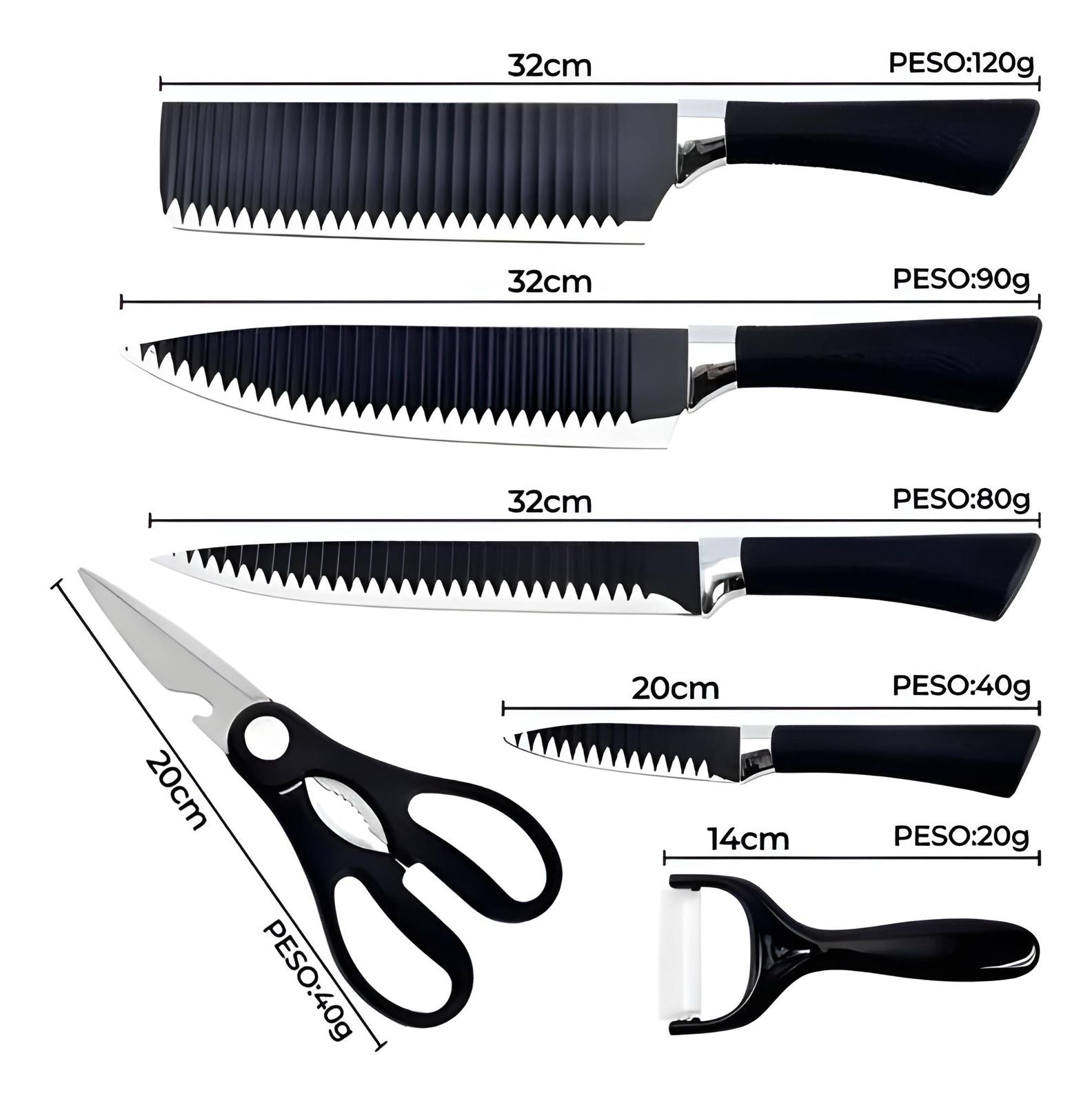 Kit Churrasco 6 Peças B-Max BM-F990