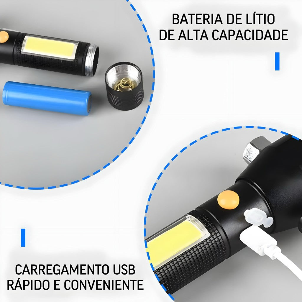 Lanterna Recarregável Solar e USB 450 Lúmens