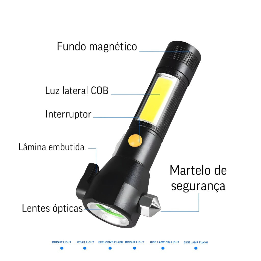 Lanterna Recarregável Solar e USB 450 Lúmens