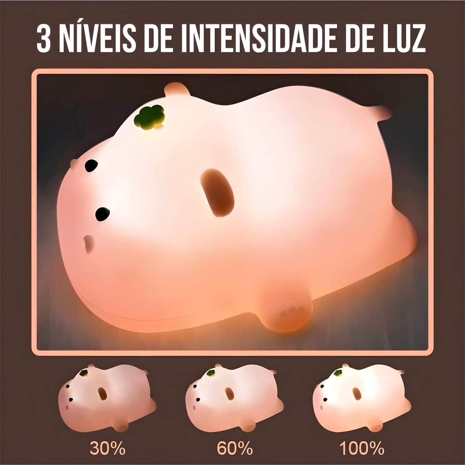 Luminária Touch LED Baby Hippo