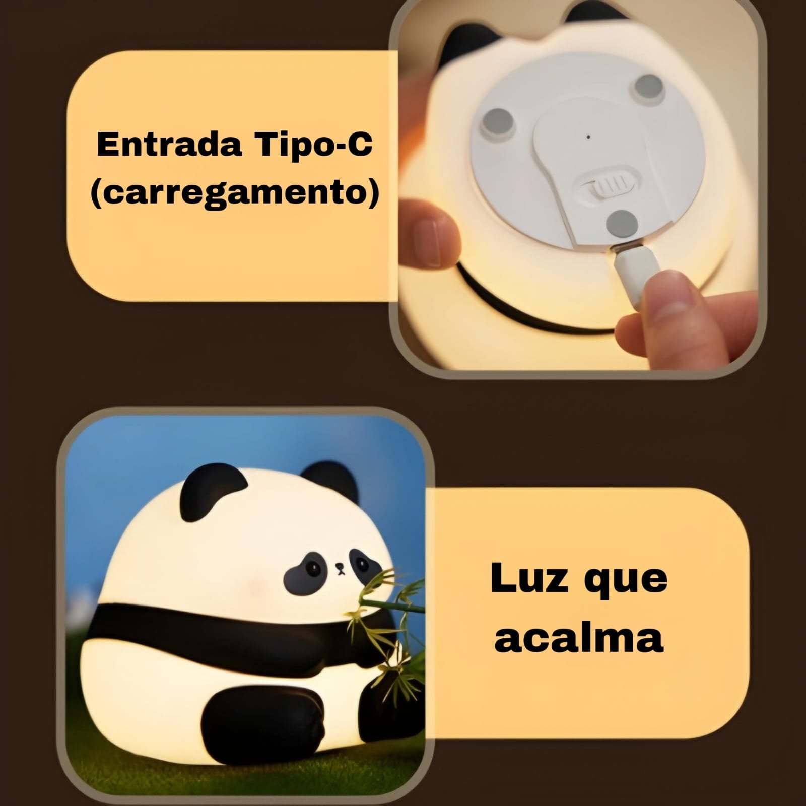 Luminária Touch Panda Sentado LED