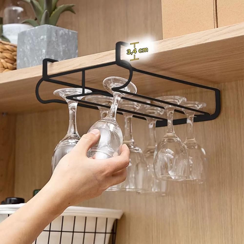 Suporte Duplo de Metal para Taças com Encaixe para Armário