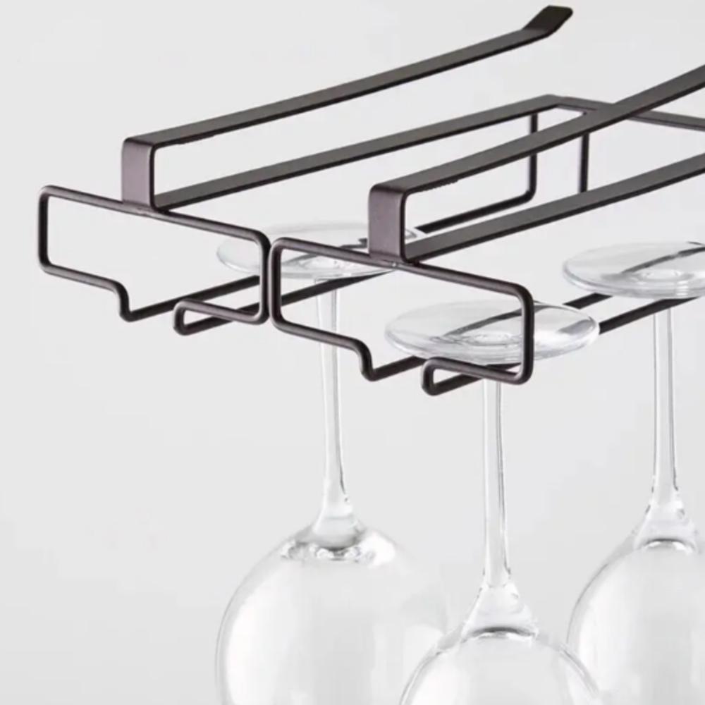 Suporte Duplo de Metal para Taças com Encaixe para Armário
