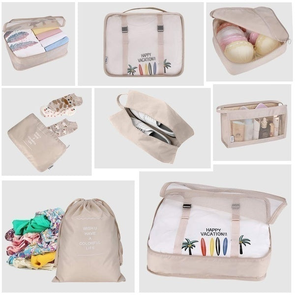 KIT 8 Bolsas Organizadoras Impermeáveis para Viagem